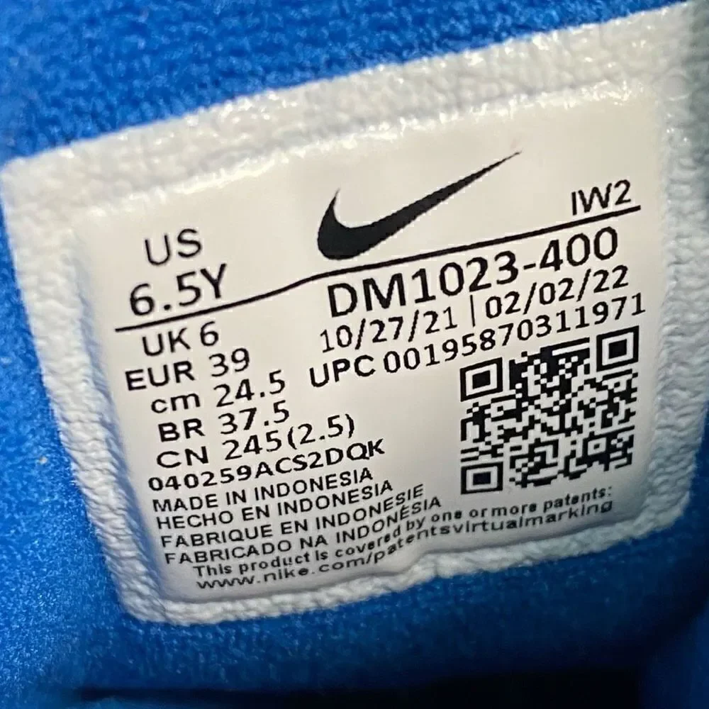 Nike Air More Uptempo GS Medium Blue White DM1023-400 Size 6.5Y/ Womens 8 New